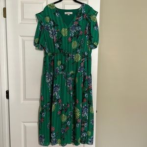 Loft Size XL Floral Dress with Tie at Waist